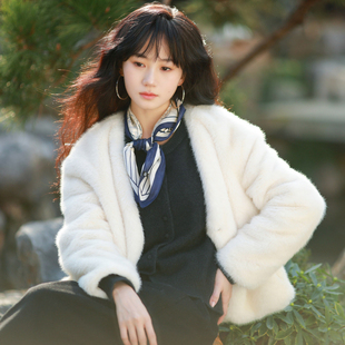 云边织梦丨一城风絮丨冬款复古仿皮草百搭毛毛外套加厚保暖上衣女