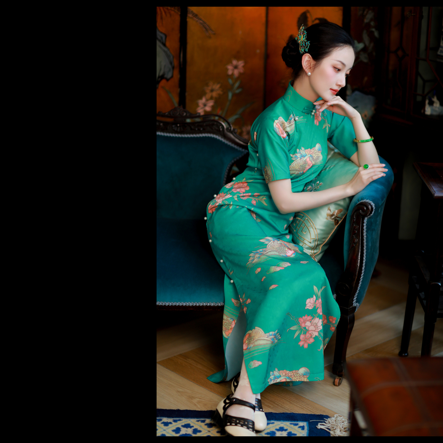 鸳梦莲舟丨一城风絮丨印花旗袍