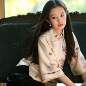 上衣小衫 雀鸣秋蕊 复古民国风绣花盘扣倒大袖 中式 一城风絮 夏款