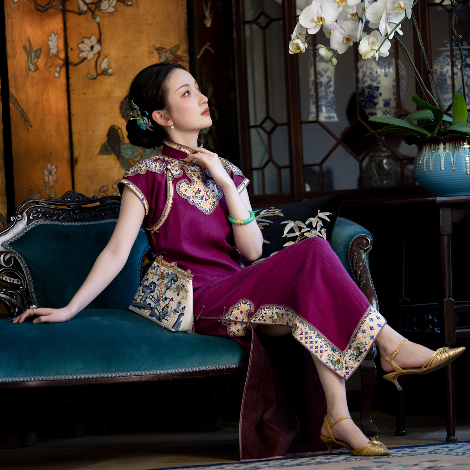 风华逸梦丨一城风絮丨夏季真丝香云纱绣花如意云肩民国古风旗袍裙,女装/女士精品,旗袍,淘宝优惠券,粉丝福利购,淘宝优惠卷