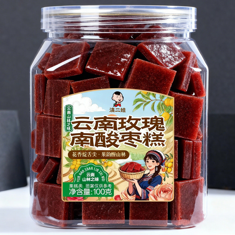 滇二娃云南特产玫瑰南酸枣糕果糕孕妇儿童解馋小吃健康零食蜜饯