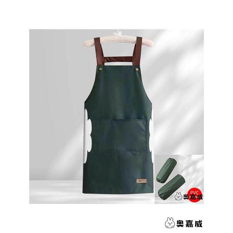 围裙袖套防水防油两件套家用厨房背带成人做饭干活耐脏工作服围腰
