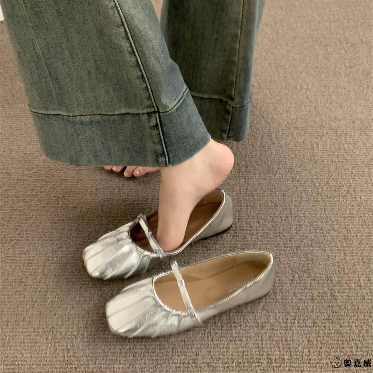 平底银色玛丽珍单鞋女鞋子春秋2025新款法式春季蝴蝶结温柔晚晚鞋,女鞋,玛丽珍鞋,淘宝优惠券,粉丝福利购,淘宝优惠卷
