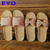 女纯麻草编日本居家四季 亚麻拖鞋 编织草鞋 静音室内复古男麻质凉托