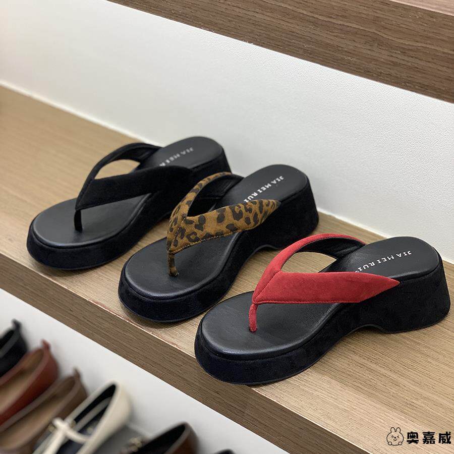 小个子厚底夹脚人字拖鞋女秋外穿时尚沙滩度假配裙子凉拖增高凉鞋