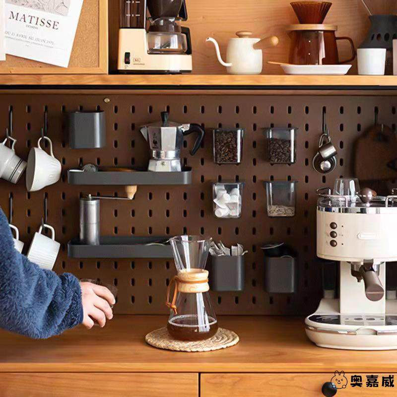 厨房洞洞板书桌洞洞板墙面金属黑色挂篮钥匙扣置物架免打孔简约,住宅家具,搁板/置物架/家用陈列架,淘宝优惠券,粉丝福利购,淘宝优惠卷