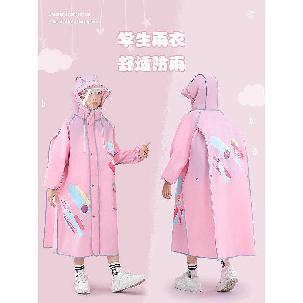 儿童雨衣可背书包全身防水女童女孩大童上学专用初中学生带书包位