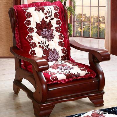 秋冬单人沙发坐垫靠垫一体实木垫带靠背木椅子连体红木椅子垫加厚