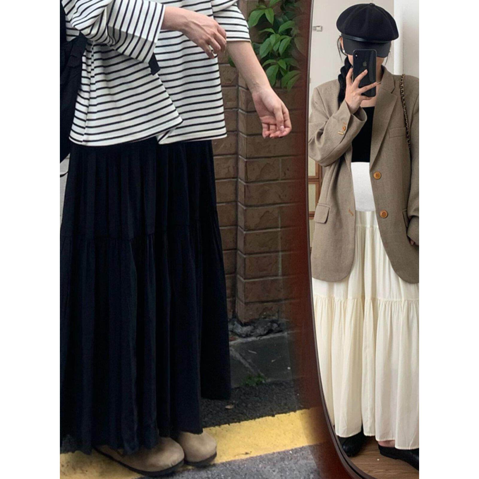 高个子孕妇半身裙加长版夏季高腰拼接长款蛋糕裙子夏装垂感百搭裙