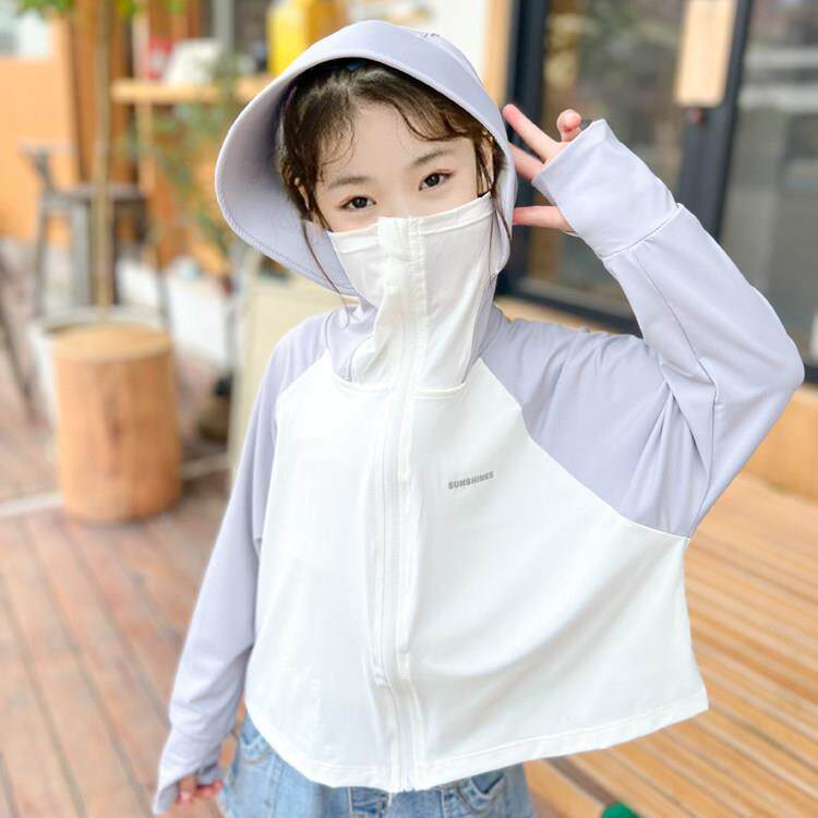 儿童骑行不闷汗防晒衣女防晒衣亲子男童中童薄款防紫外线冰丝透气