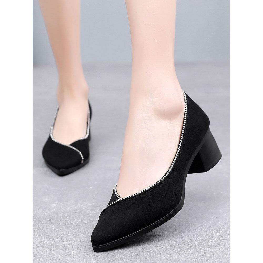 女士久站不累脚工装鞋老北京布鞋新款高跟单鞋软底职业上班工作鞋