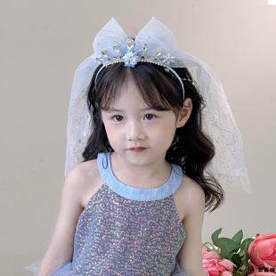 皇冠头饰艾莎公主儿童头纱发箍女童高颜值拍照小女孩发卡头箍发饰