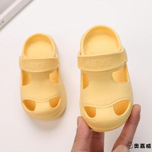 儿童拖鞋洗澡防滑洞洞鞋秋季男孩室内外软底浴室小童女宝宝包头拖