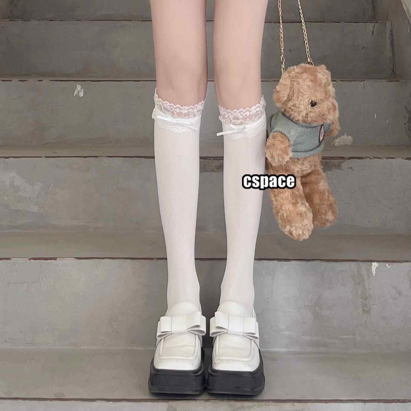 芭蕾风日系蕾丝花边中筒袜丝带蝴蝶结小腿袜百搭纯欲风少女过膝袜,户外/登山/野营/旅行用品,滑雪袜,淘宝优惠券,粉丝福利购,淘宝优惠卷