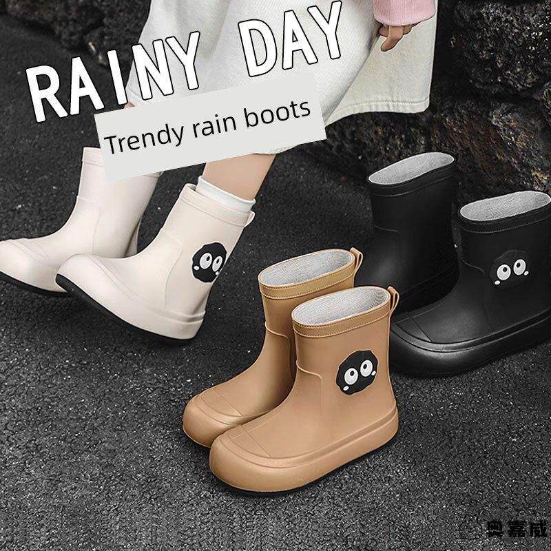 可爱儿童雨鞋女款户外防水女童雨靴轻便软底大童胶鞋亲子时尚水鞋