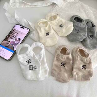 女士袜子船袜2025夏季 ins潮蝴蝶结卡通短袜 薄款 不掉跟透气袜韩版