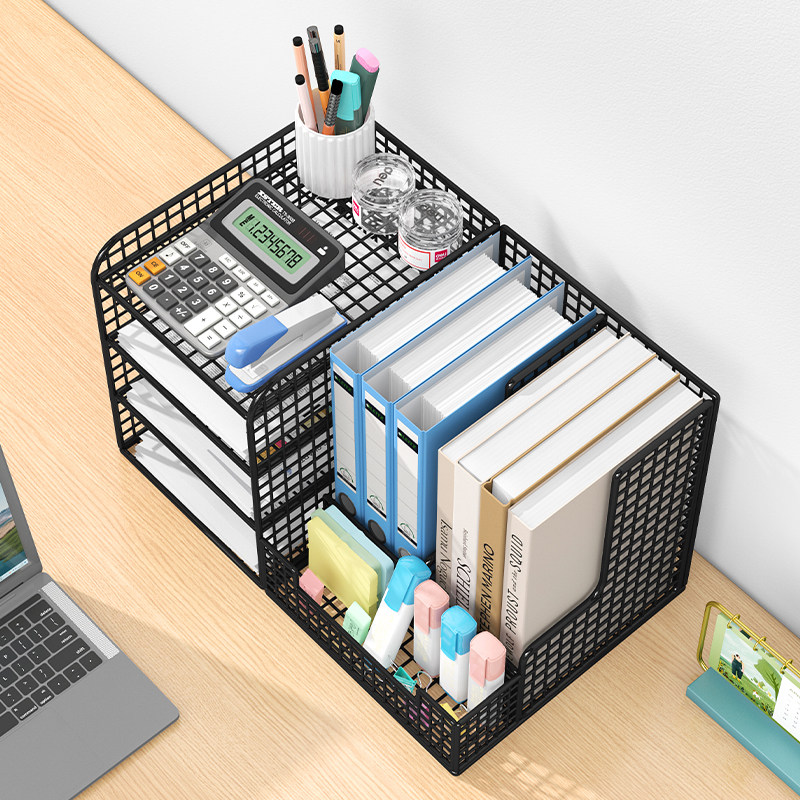 파일 수납 선반 책상 파일 수납 상자 폴더 수납 선반 사무용품 파일 선반 사무실 데스크탑 파일 프레임 다층 대용량 책장 선반 A4 용지 데이터 수납 선반