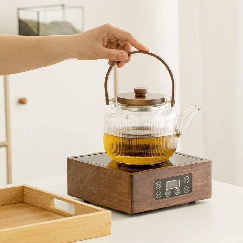 古德窑胡桃木电陶炉自动煮茶器玻璃烧水壶电磁炉煮茶壶小型电热茶