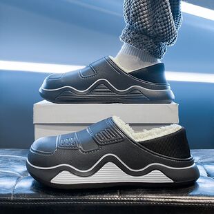 居家防水防滑包跟棉鞋 外穿加绒加厚保暖棉拖男士 女生 男冬季 棉拖鞋