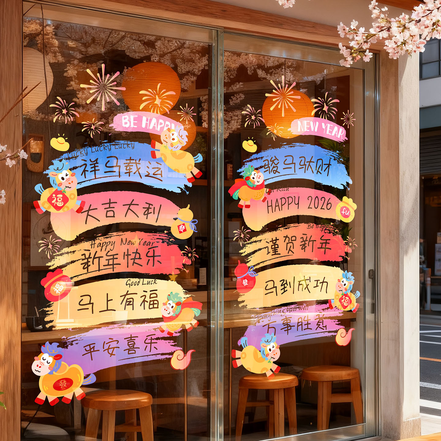 新年窗花福字玻璃门贴纸2026新款