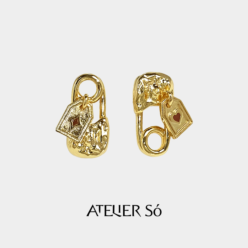 ATELIERSO纯银原创设计别针耳钉