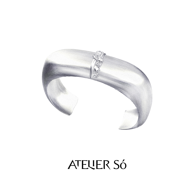 ATELIERSO纯银方形宽手镯