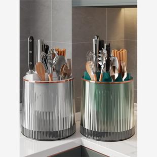 德国新款旋转刀架置物架多功能放菜刀筷子神器厨房刀具收纳沥水架