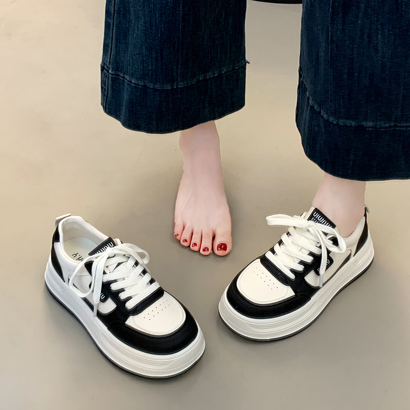 厚底增高小白鞋女款2025新款秋季熊猫板鞋爆款女鞋子休闲运动单鞋