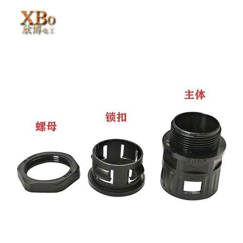 PA66尼龙阻燃波纹管接头软管快速快插电线防护外螺纹固定套管连接