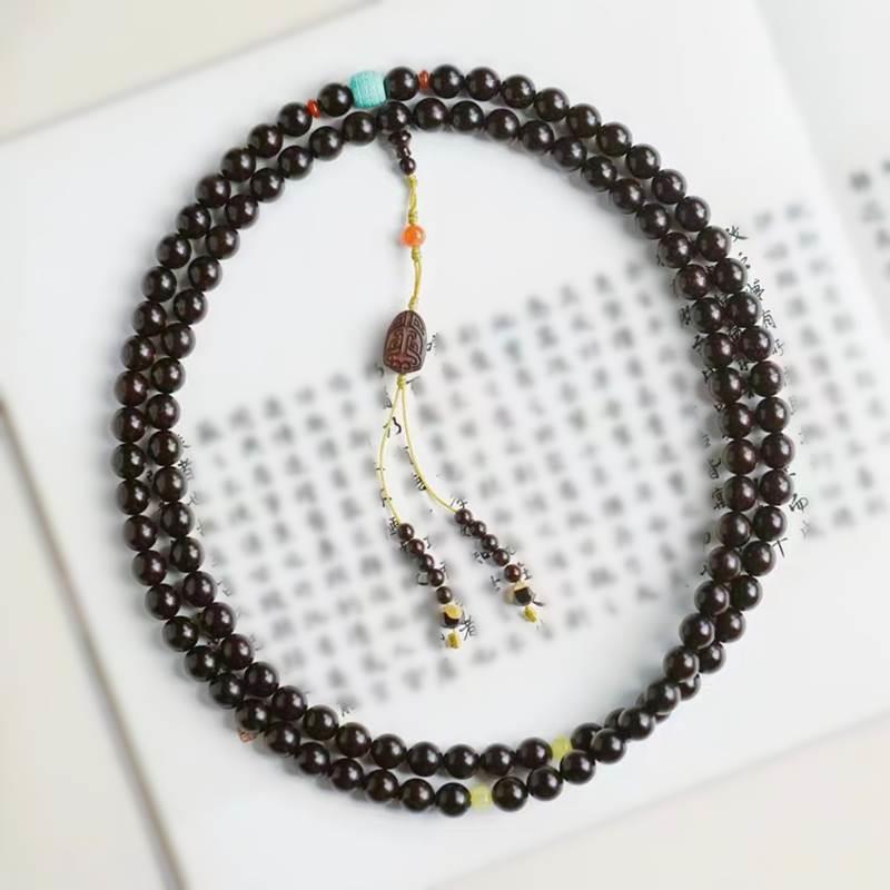 朝珠108颗12mm小叶紫檀挂珠念珠佛珠金星紫檀主法和尚挂珠定制