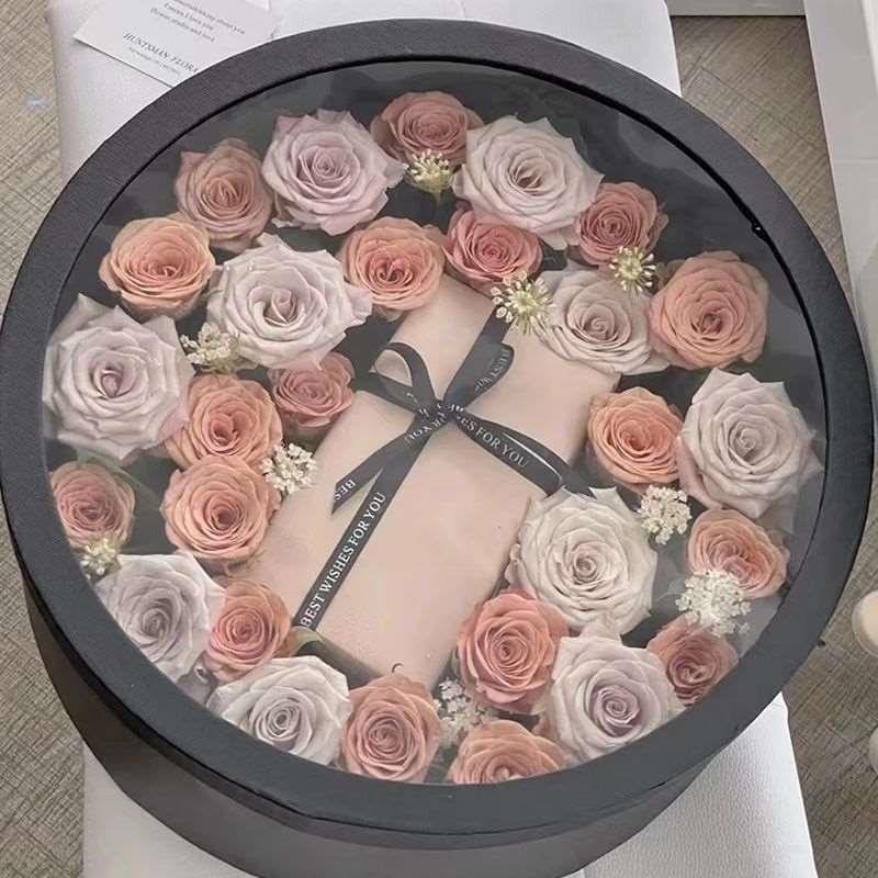 圆透明水果花盒玫瑰鲜花束包装盒生日礼物礼盒婚庆伴手礼空盒子