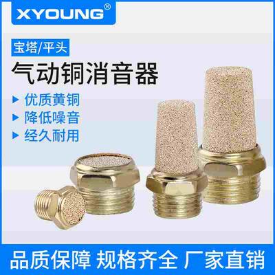 电磁阀半铜平头消声器BSLM-01汇流排宝塔消音器BSL-M5降噪静音器