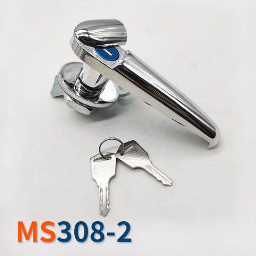 MS308-2锁不锈钢机柜长把手锁 带盖防水户外配电柜箱监控信号柜锁