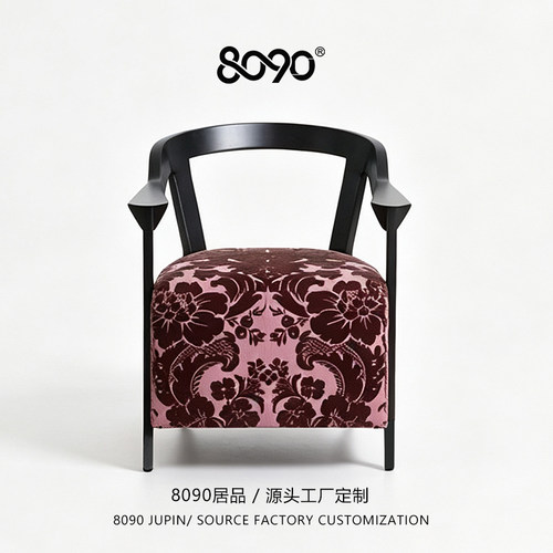 中古风白蜡木单人休闲椅