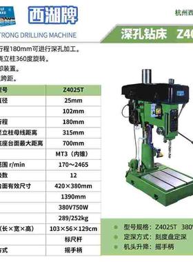 杭州西湖台钻深孔钻床Z4025T大行程大跨距12档变速带冷却泵 台钻