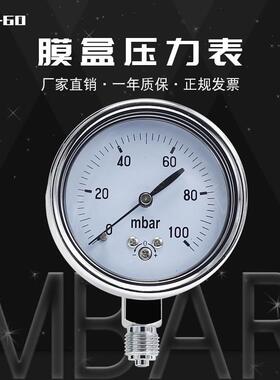 YE-60膜盒压力表/微压表 新款 16 25 50 60 100 160 200 250MBAR