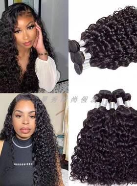 100g Indian water wave human hair bundles 4*4 Lace closure
