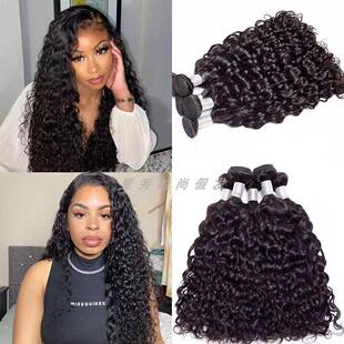 100g Indian water wave human hair bundles 4*4 Lace closure