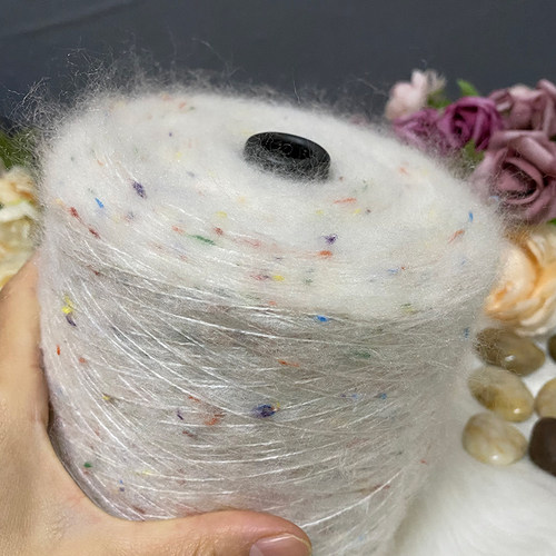 彩点马海毛软手编中粗羊毛线秋冬
