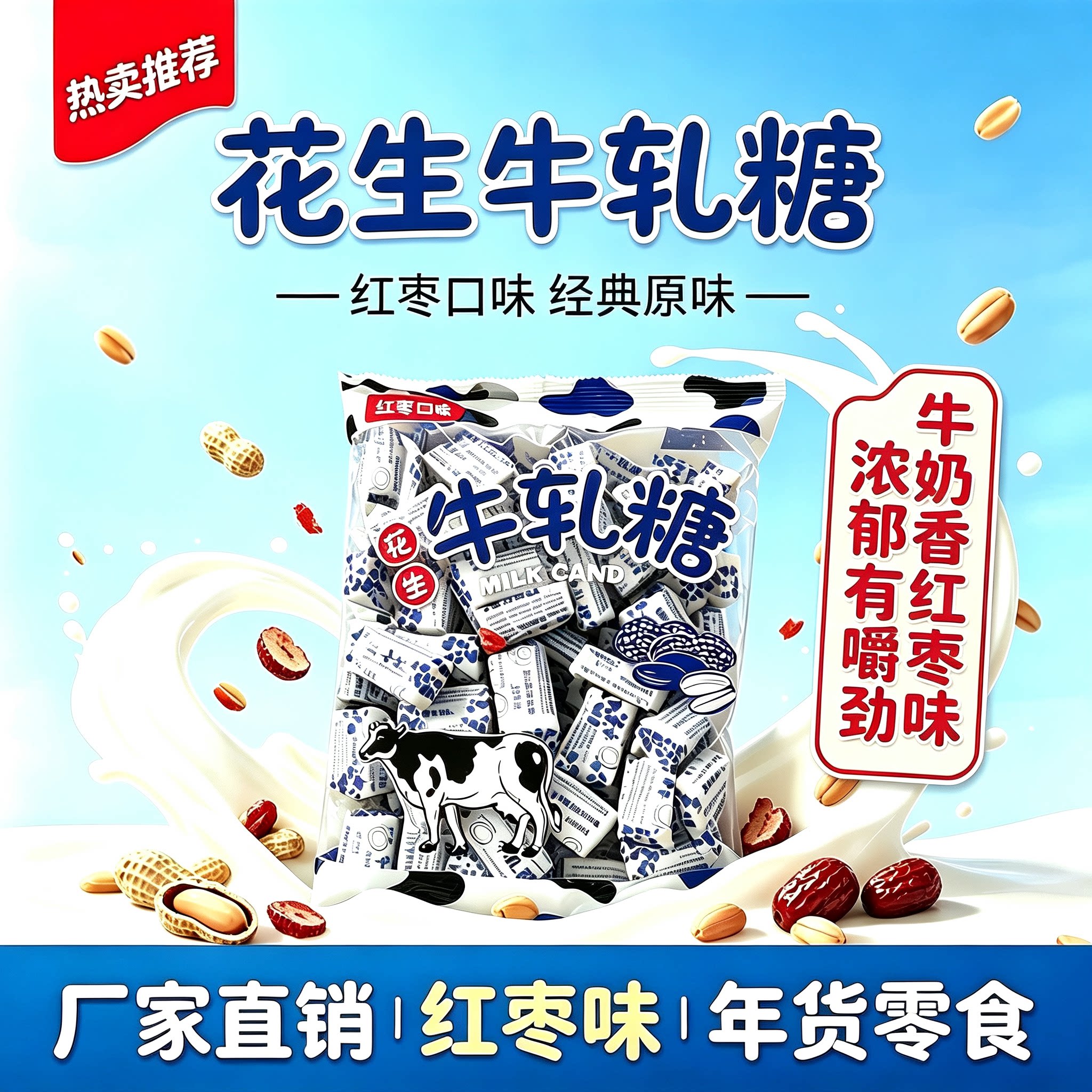 正宗手工红枣花生牛轧糖