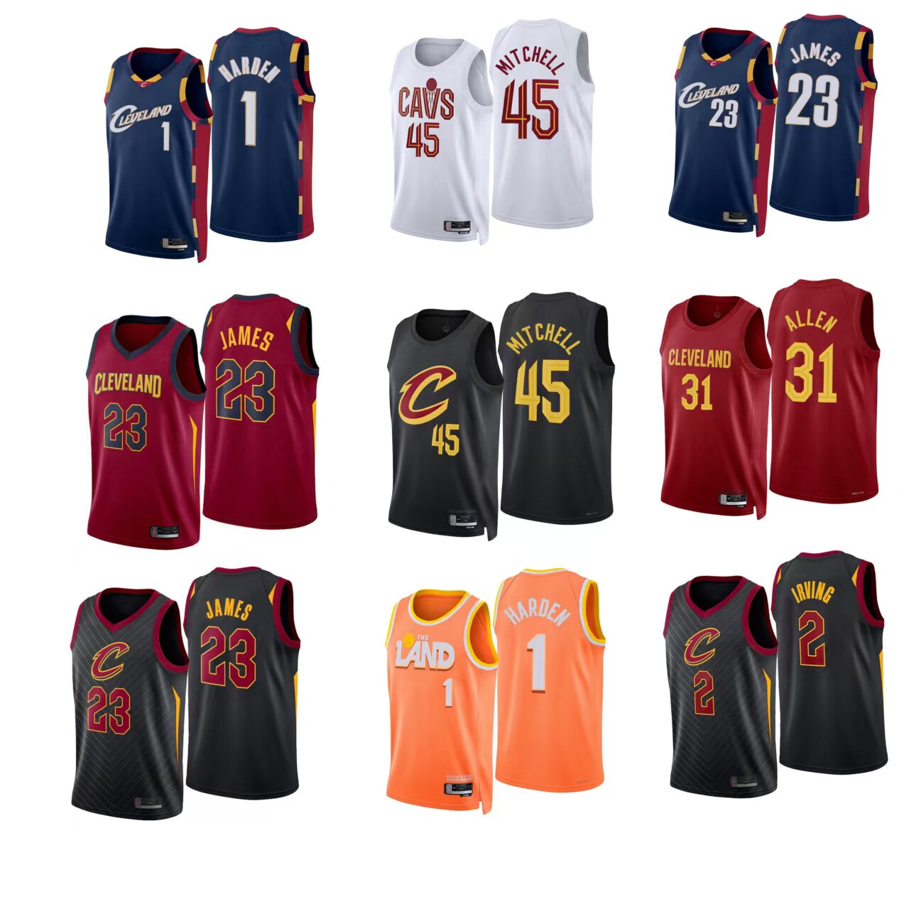25-26骑士队篮1号哈登45米切尔23詹姆斯31阿伦球服球迷版球裤