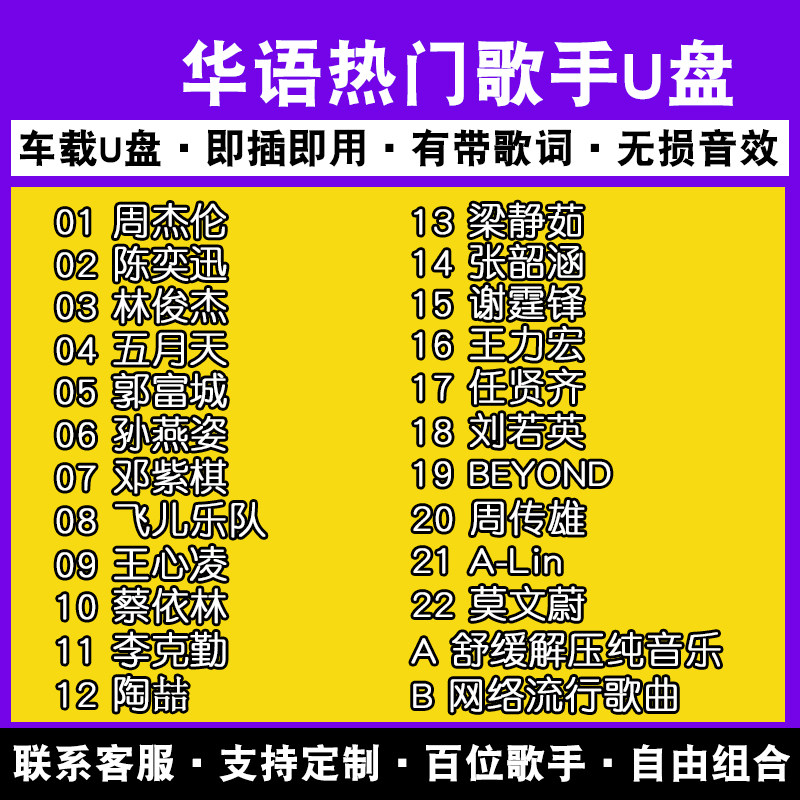 汽车载音乐歌曲u盘定制2026新款带歌词华语流行经典wav无损高音质