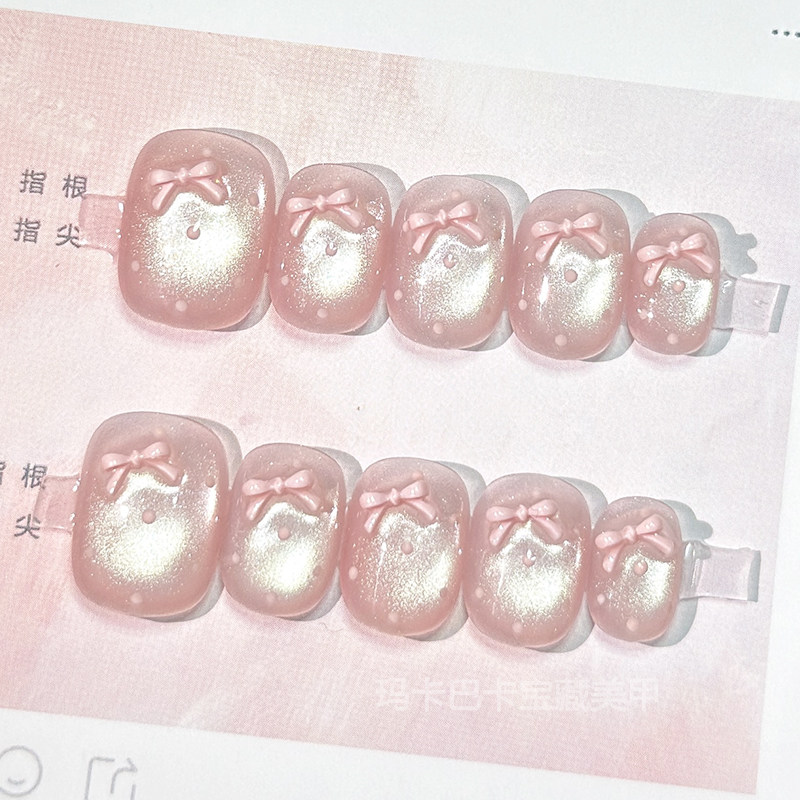 甜豆】玛卡巴卡手工穿戴甲甜嗲皮粉玻璃珠猫眼蝴蝶结美甲贴短指甲,彩妆/香水/美妆工具,穿戴甲/甲片,淘宝优惠券,粉丝福利购,淘宝优惠卷