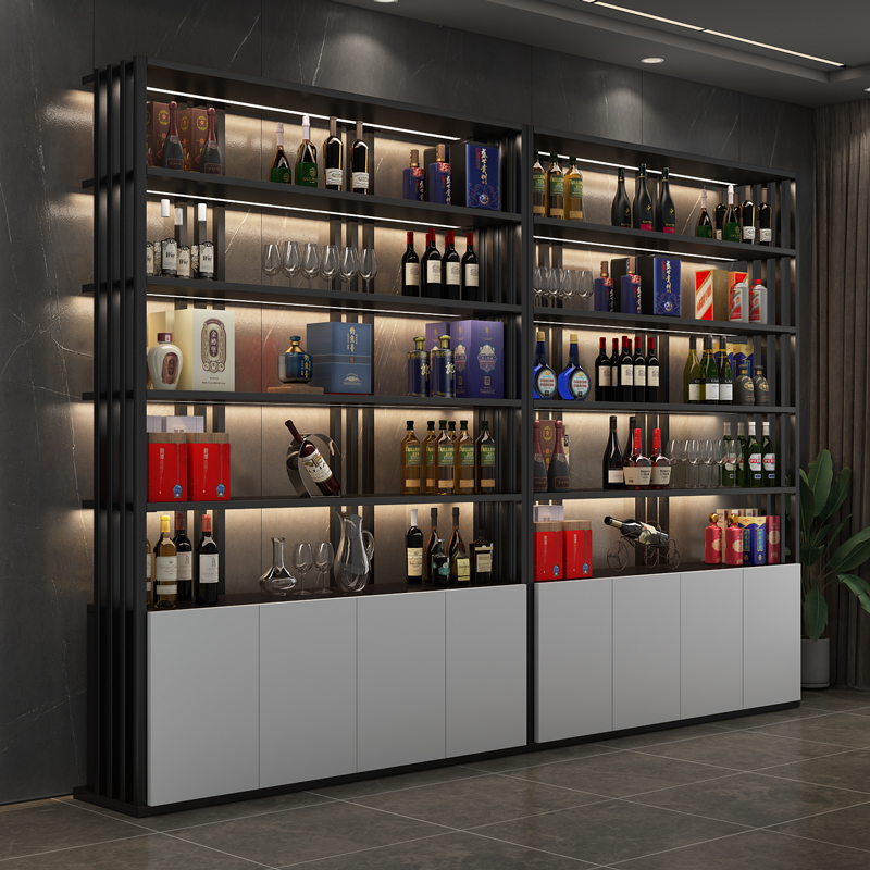 椿聚轩酒架带柜LED感应灯