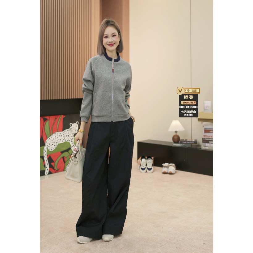 衣长54起【晓雯姐妹】新款撞色领短款棒球服外套 WT3157