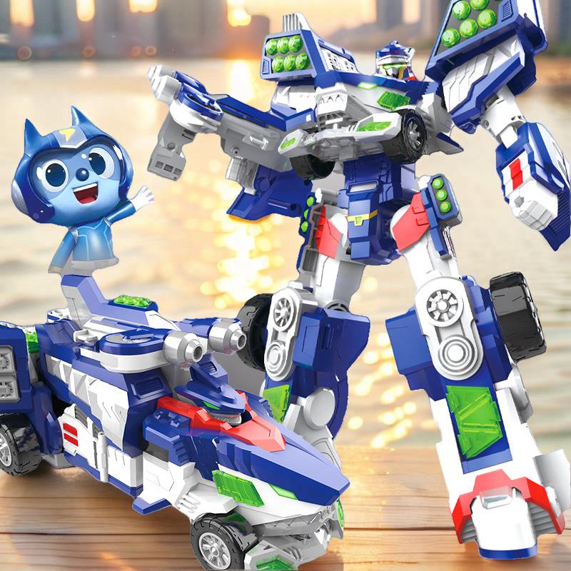 迷你特工队超威能量巨鲨机甲汽车儿童变形机器人玩具男孩超微x4