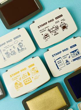 日本SANBY ERIC金色棕色银色蓝色手账颜料油性印章印台印泥第二弹