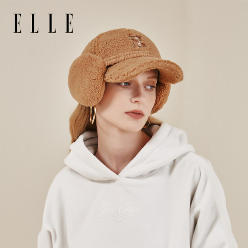 可拆卸护耳罩加绒加厚鸭舌棉帽