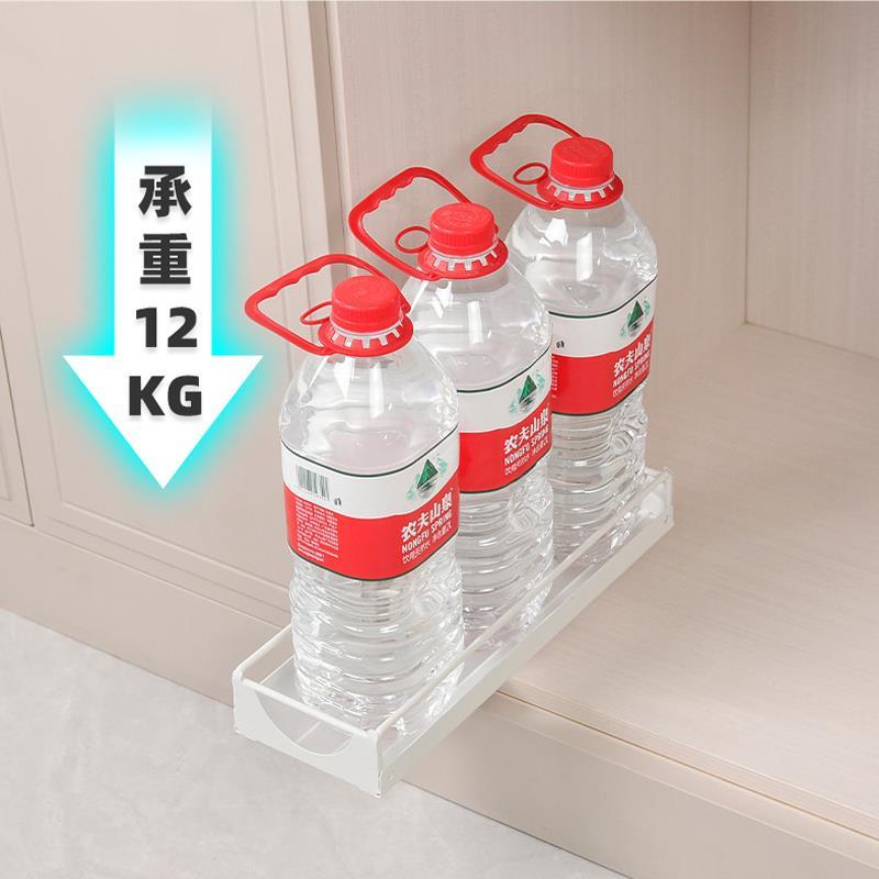 抽屉式橱柜内侧装滑轨道收纳筐浴室厨房储物调料瓶罐推拉篮置