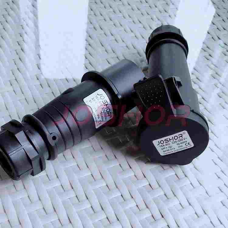 新款舞台灯光黑色公母快速插头3P16A加长一体防水插头SK316A/316B